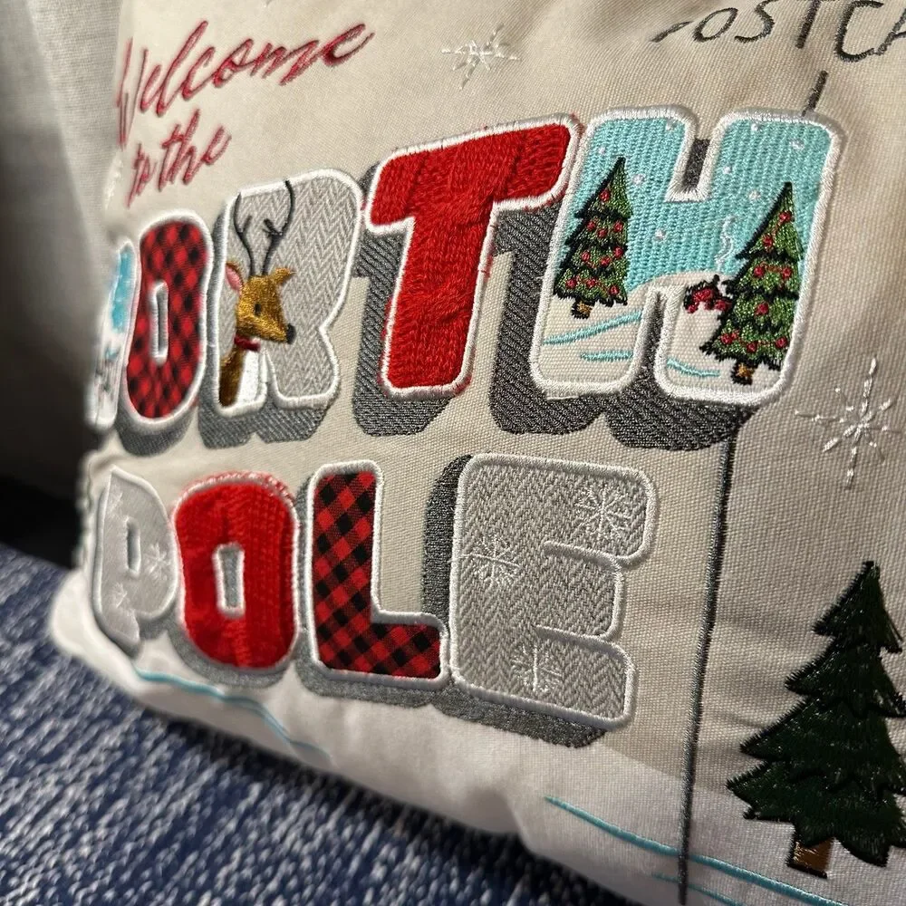 Novogratz North Pole Postage Stamp Decorative Throw Pillow